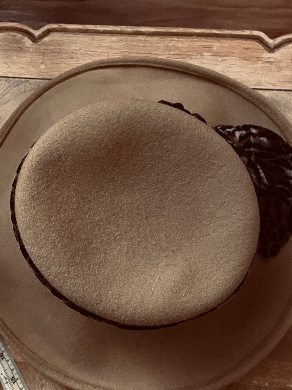 Womens Wide-Brim Felt Hat with Leopard Band - Tan Tuscan Hat - Picture 8 of 8